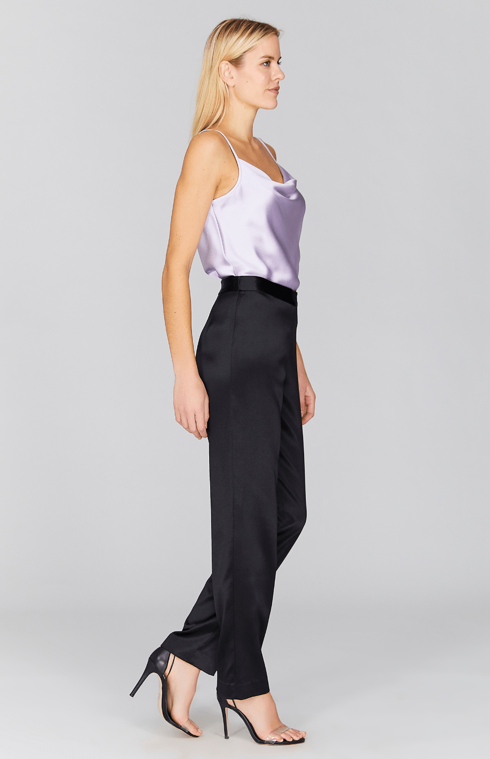 Satin Narrow Leg Pant W/Back Zip - Mi Jong Lee - Banebrook Collections