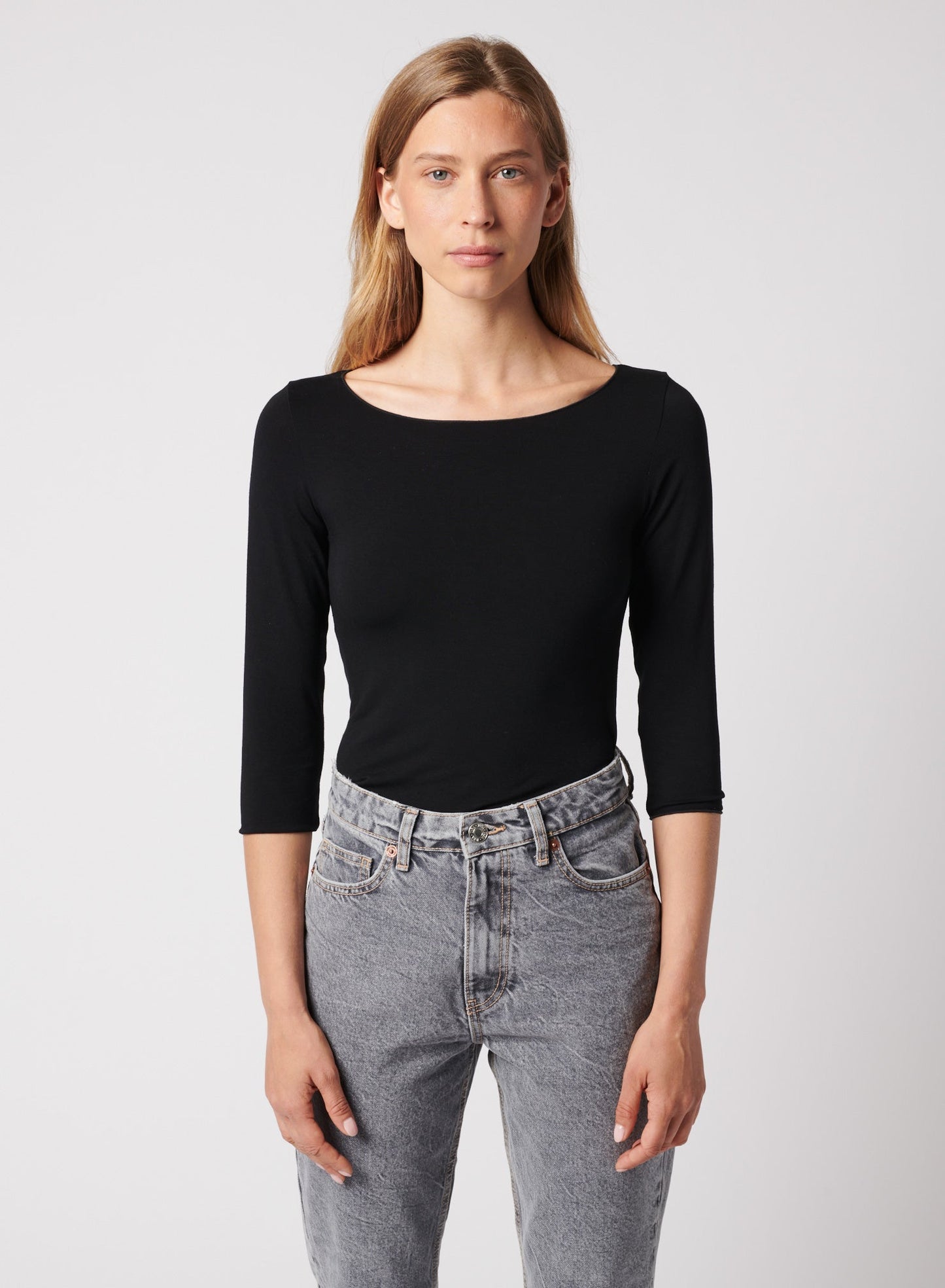 Soft Touch 3/4 Sleeve Merrow Edge Boatneck T-Shirt - MAJESTIC FILATURES - Banebrook Collections