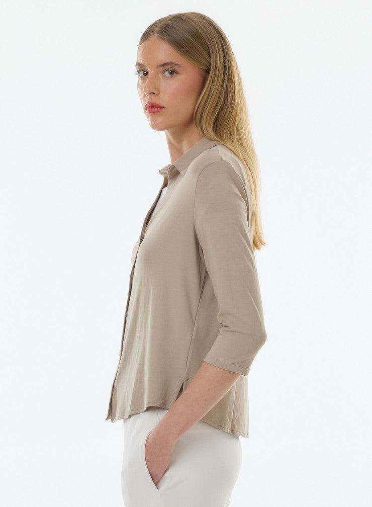 Soft Touch 3/4 Sleeve Semi Relaxed Shirt - MAJESTIC FILATURES - Banebrook Collections