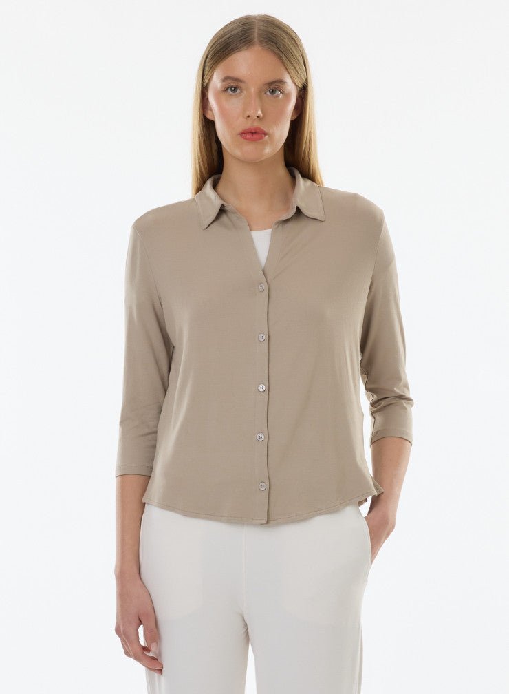 Soft Touch 3/4 Sleeve Semi Relaxed Shirt - MAJESTIC FILATURES - Banebrook Collections