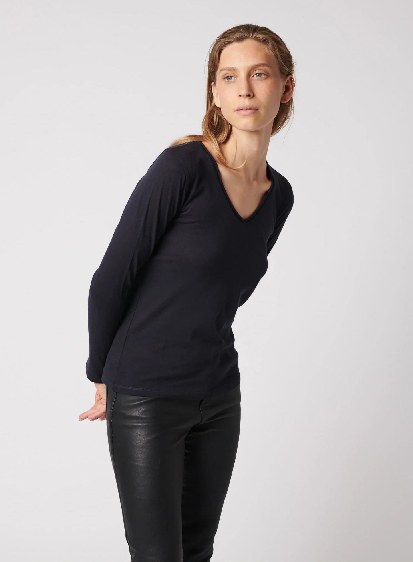 Soft Touch Long Sleeve V - Neck T-Shirt - MAJESTIC FILATURES - Banebrook Collections