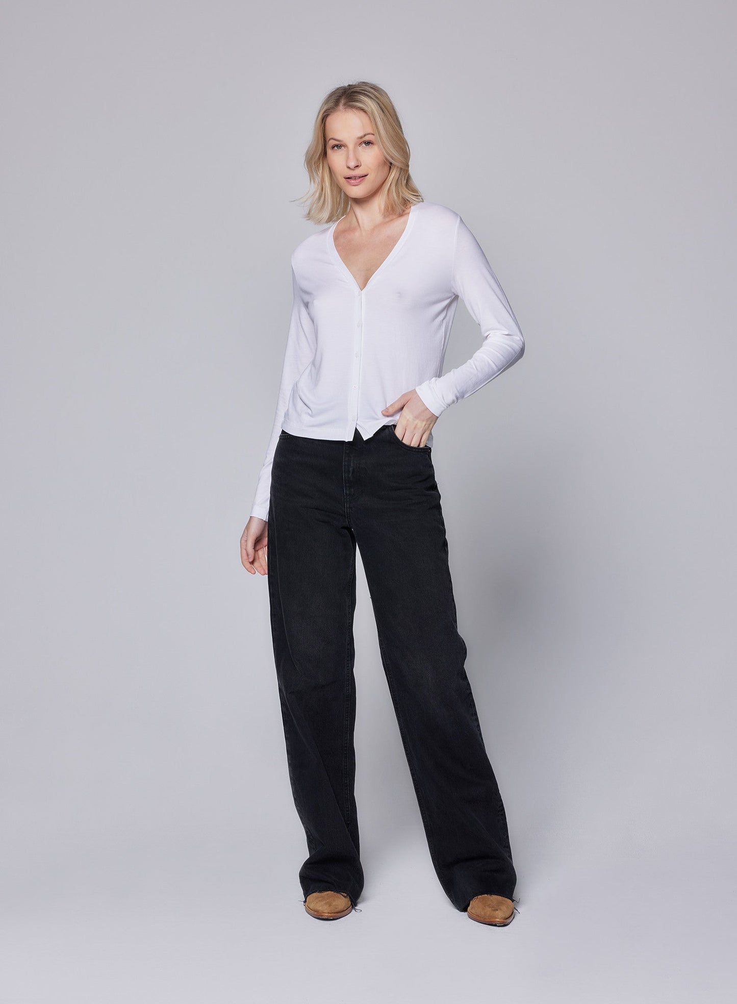 Soft Touch V - Neck Cardigan - MAJESTIC FILATURES - Banebrook Collections