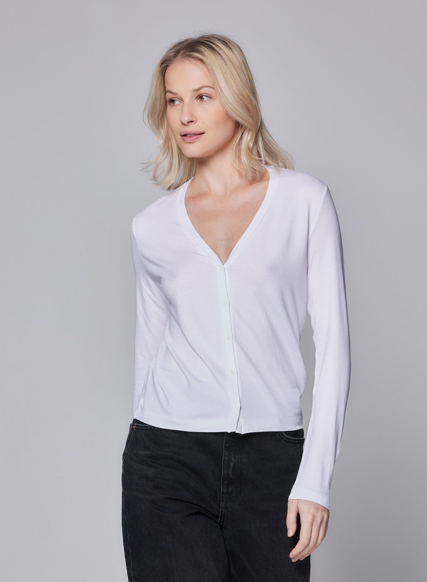 Soft Touch V - Neck Cardigan - MAJESTIC FILATURES - Banebrook Collections