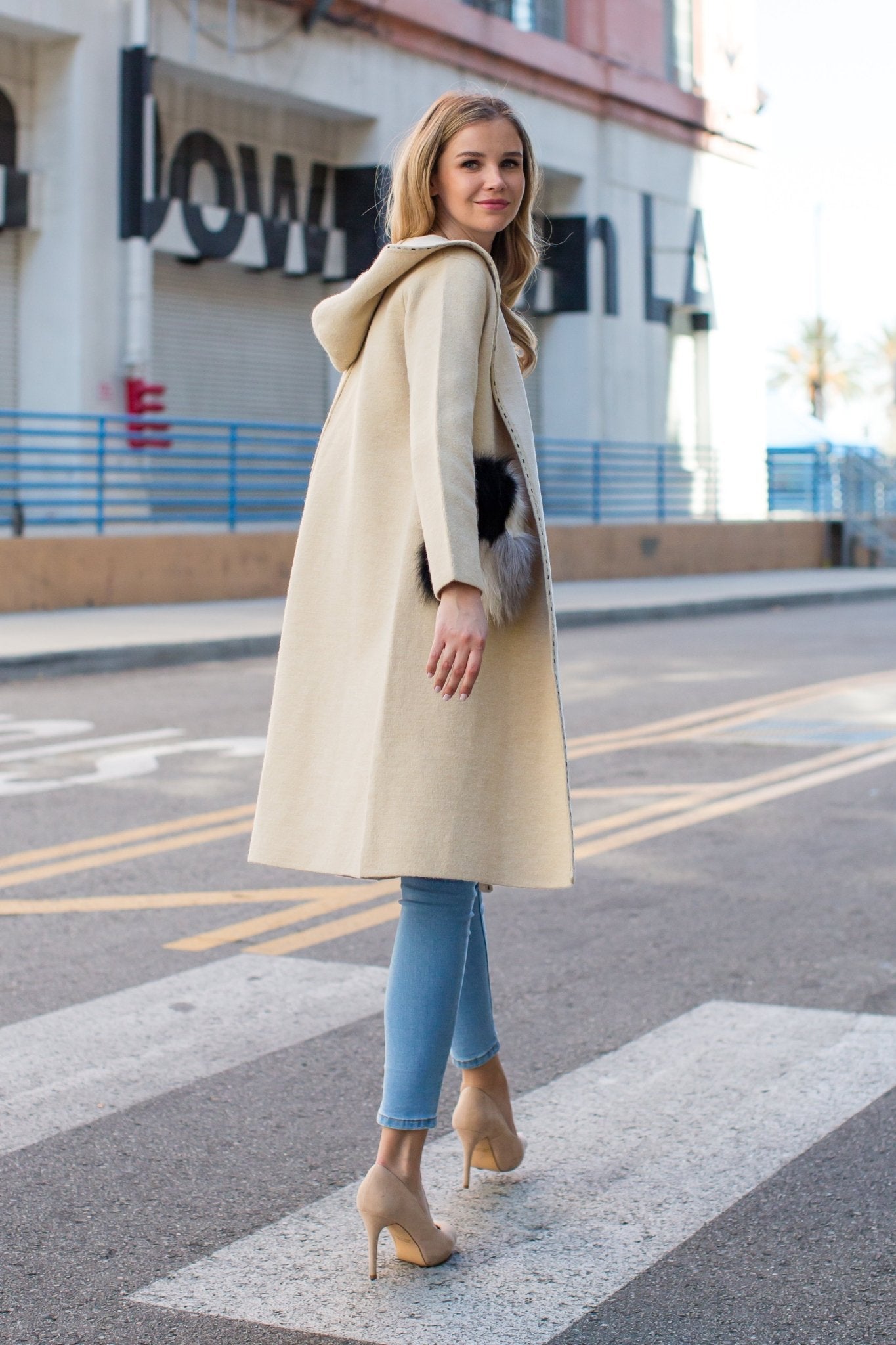 Stella Knitted Sweater Coat With Faux Fur Pockets - JOH APPAREL - Banebrook Collections