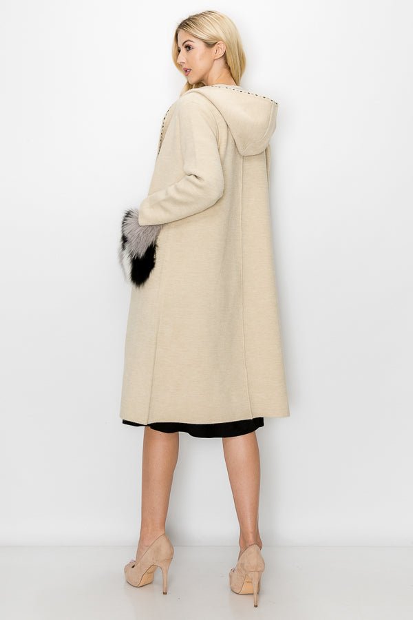 Stella Knitted Sweater Coat With Faux Fur Pockets - JOH APPAREL - Banebrook Collections