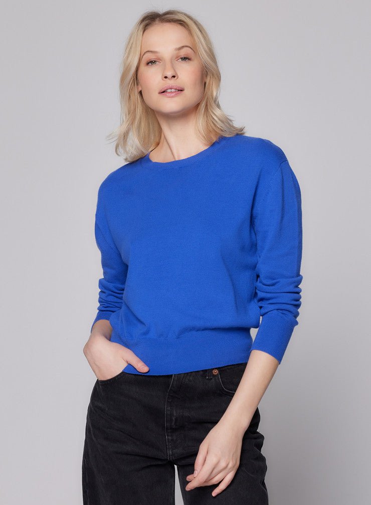 Stretch Organic Cotton Knit Long Sleeve Crewneck - MAJESTIC FILATURES - Banebrook Collections
