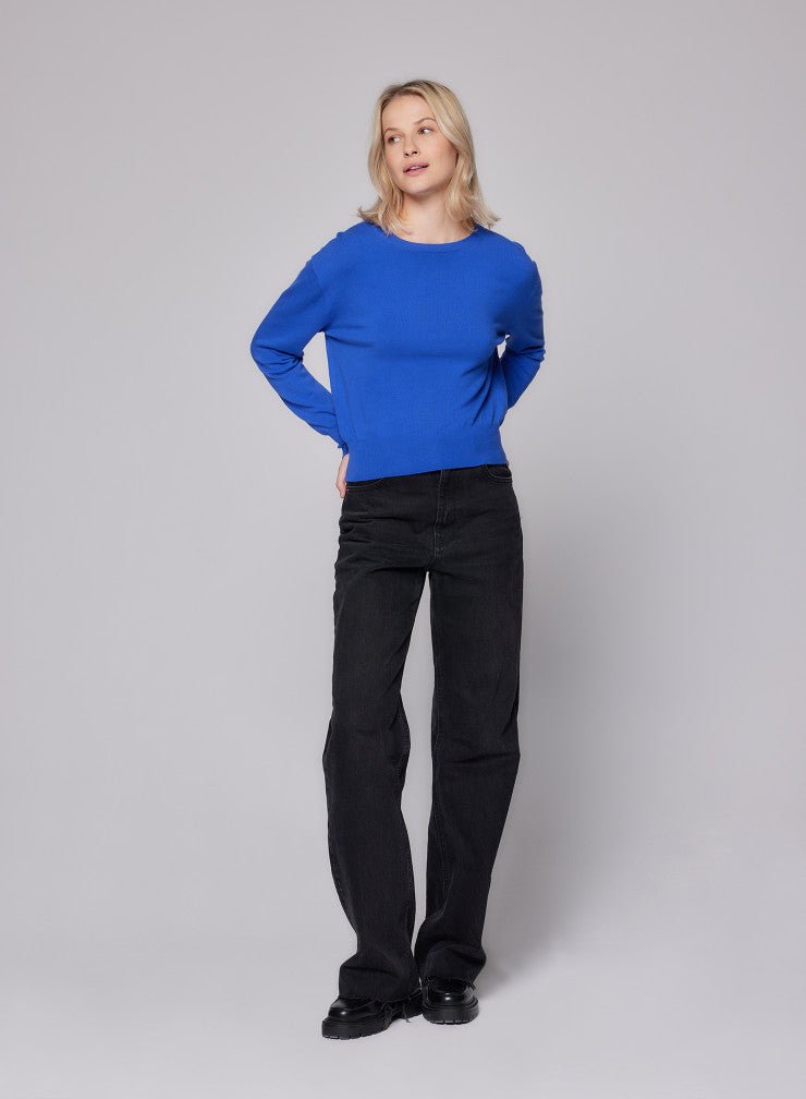 Stretch Organic Cotton Knit Long Sleeve Crewneck - MAJESTIC FILATURES - Banebrook Collections