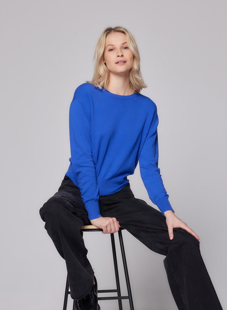 Stretch Organic Cotton Knit Long Sleeve Crewneck - MAJESTIC FILATURES - Banebrook Collections