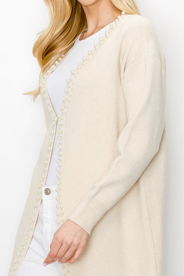 Syani Knitted Sweater Cardigan With Pearls - JOH APPAREL - Banebrook Collections