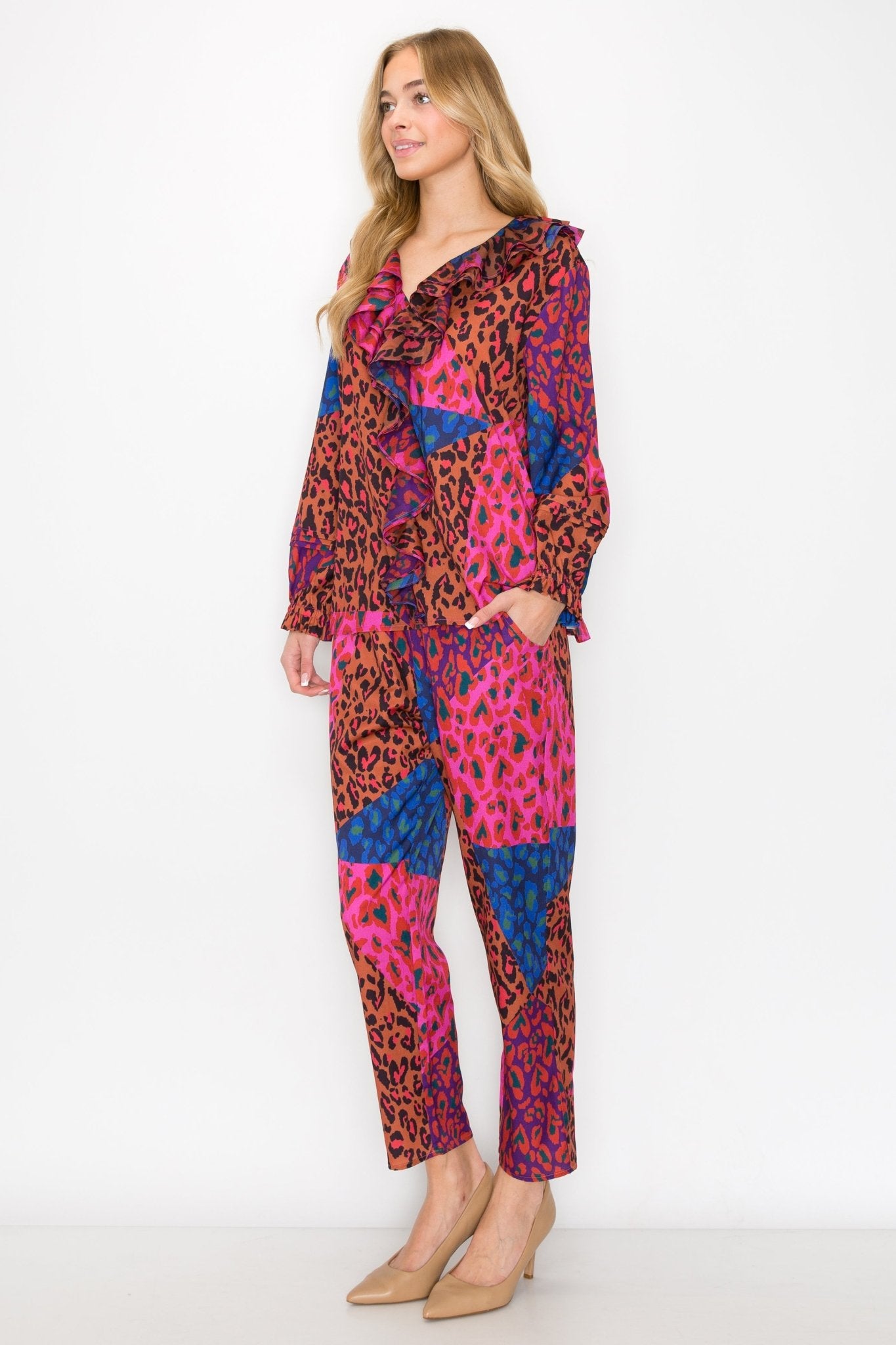 Wess Printed Charmeuse Pant - JOH APPAREL - Banebrook Collections