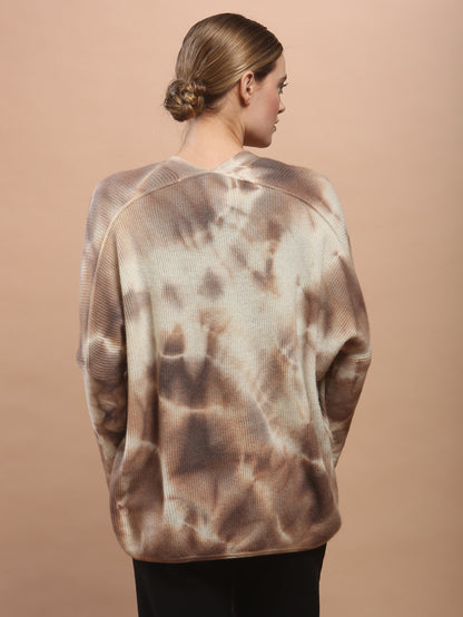 Hand Dye Oversized Cardigan In Mongolia Cashmere
