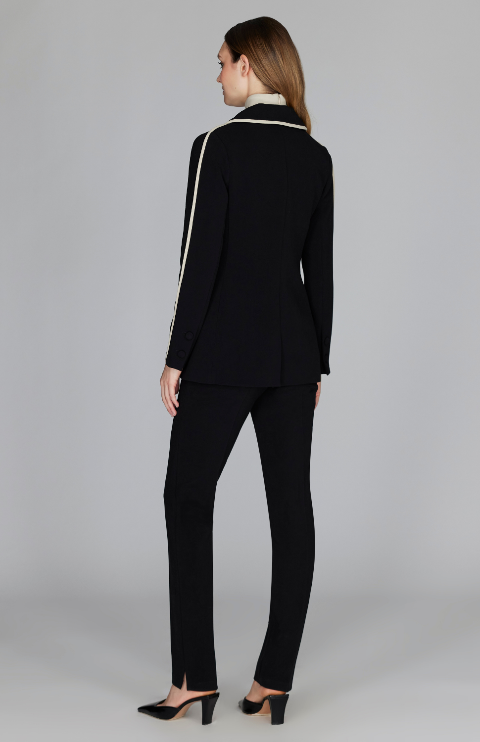 Double Face Boyfriend Blazer W/ Contrast Bias