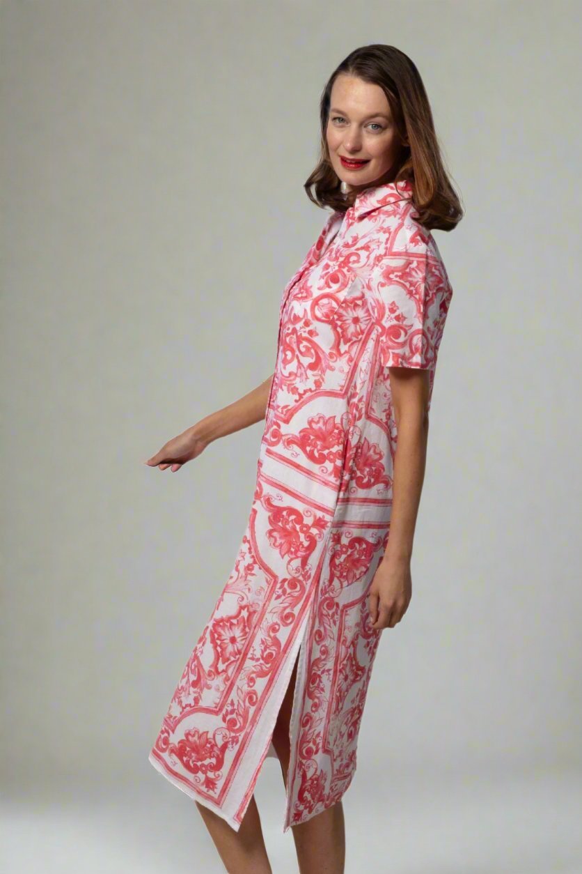 Breakers Long Shirt Dress Button Front With Side Slits - DIZZY LIZZIE - Banebrook Collections