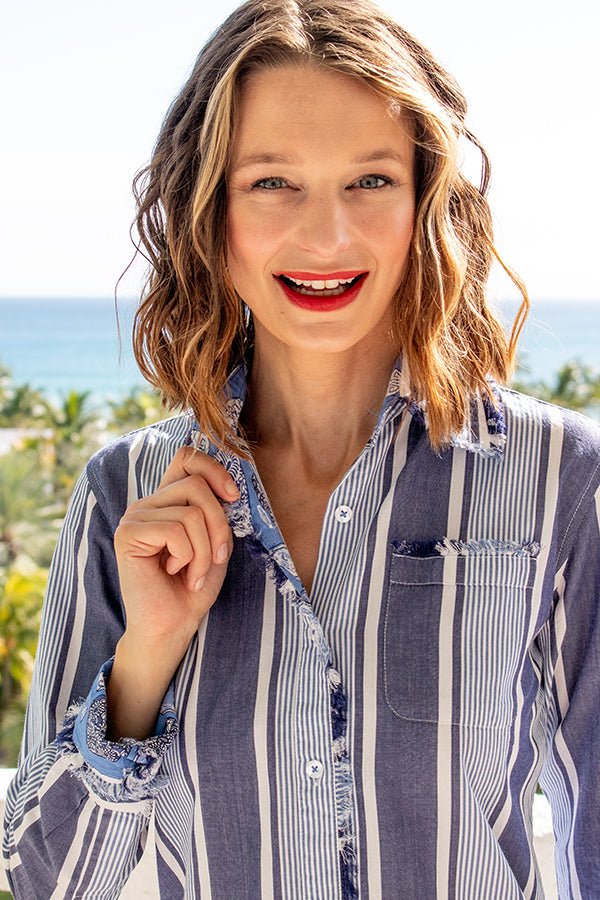 Cape Cod Shirt Blue Stripes - DIZZY LIZZIE - Banebrook Collections