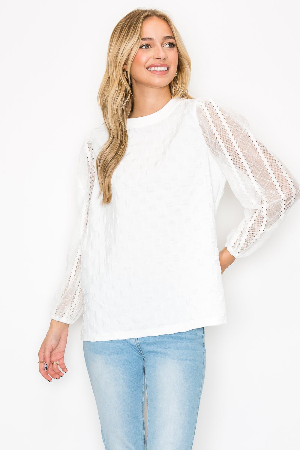 Connie Textured Lace Top - JOH APPAREL - Banebrook Collections