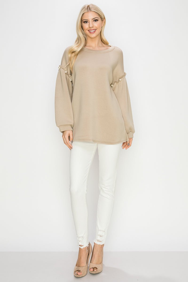 Keda French Scuba Pearl Top - JOH APPAREL - Banebrook Collections