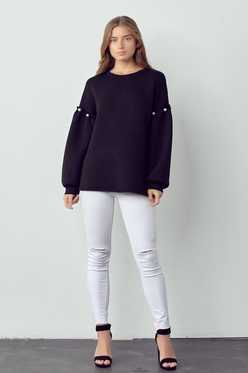 Keda French Scuba Pearl Top - JOH APPAREL - Banebrook Collections