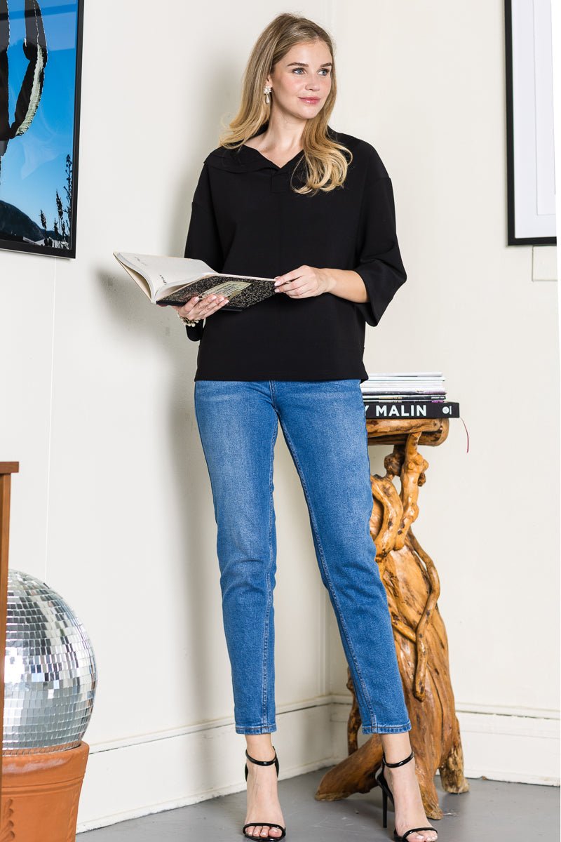 Kourtney Crepe Knit Top - JOH APPAREL - Banebrook Collections