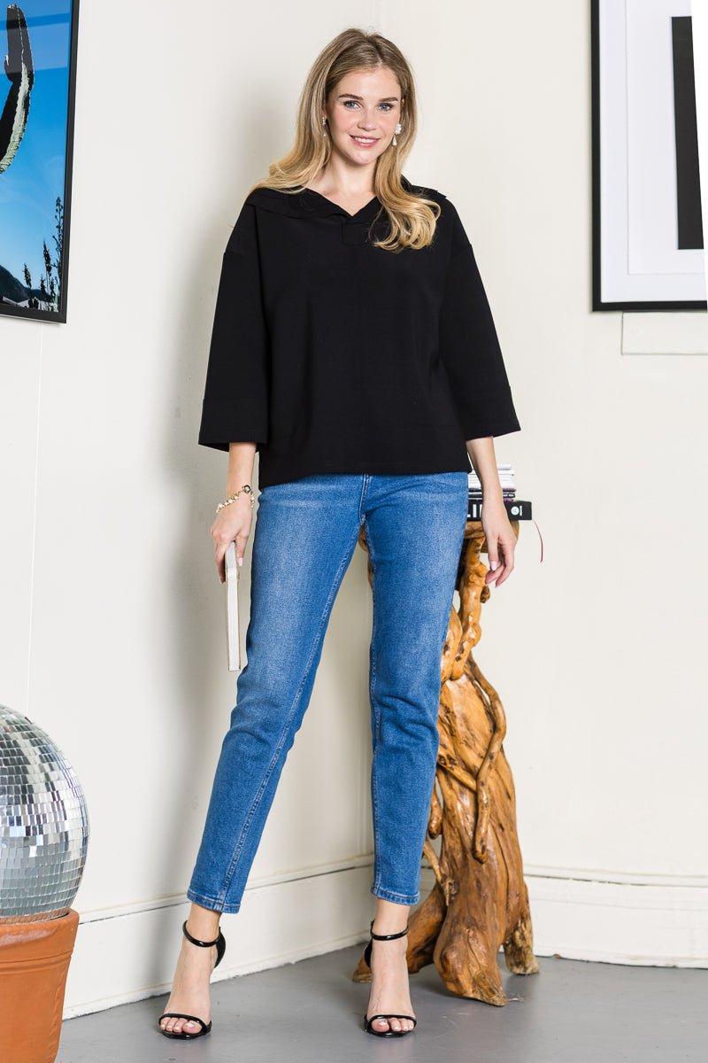 Kourtney Crepe Knit Top - JOH APPAREL - Banebrook Collections