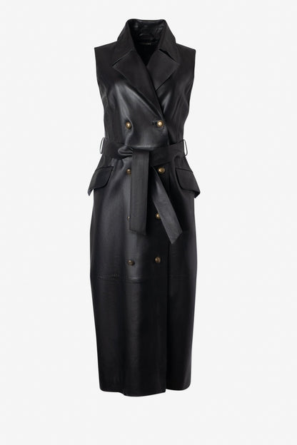 Leather Sleeveless Dress With Belt - IRIS SETLAKWE - Banebrook Collections