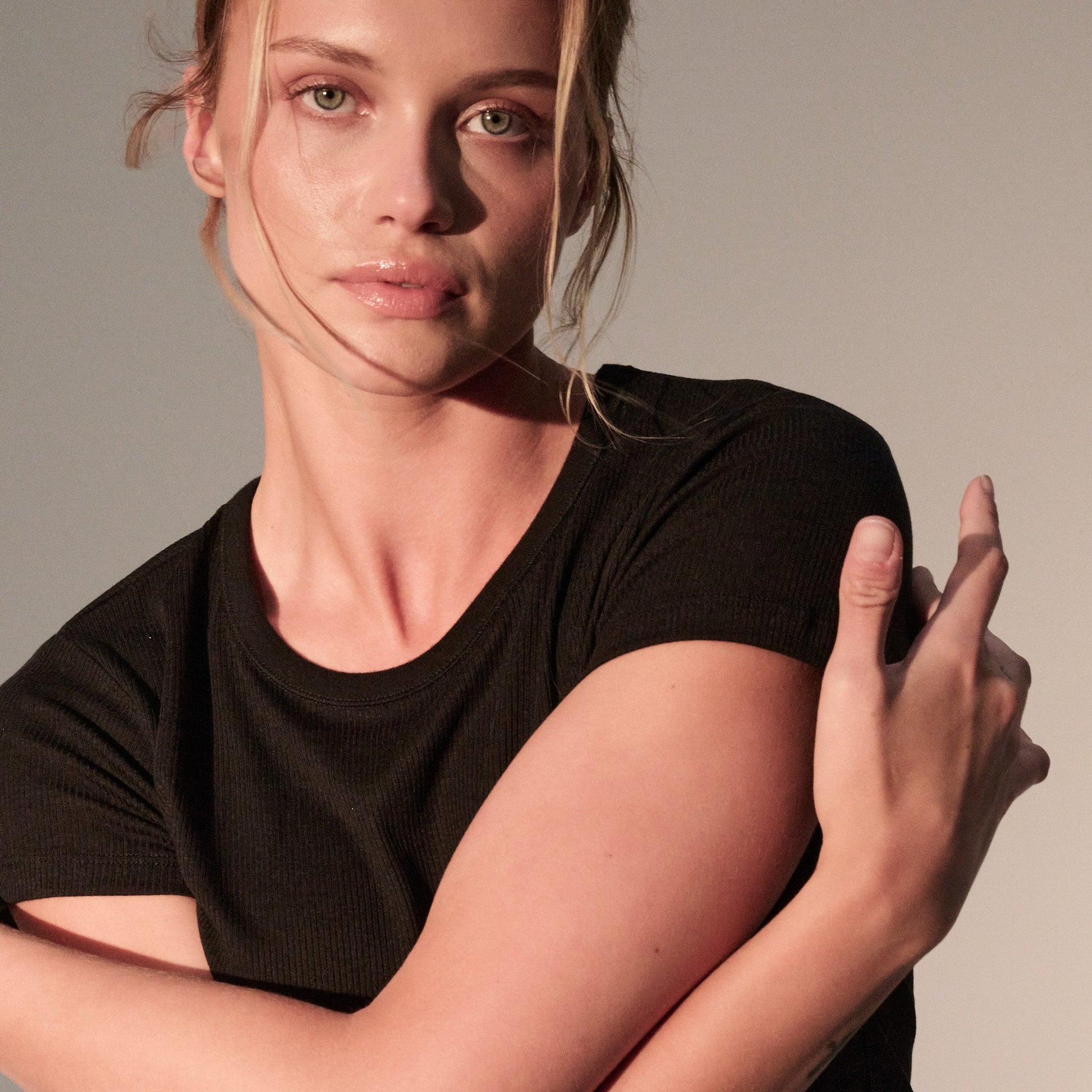 Lyocell Cotton Baby Rib Short Sleeve Crewneck T-Shirt - MAJESTIC FILATURES - Banebrook Collections