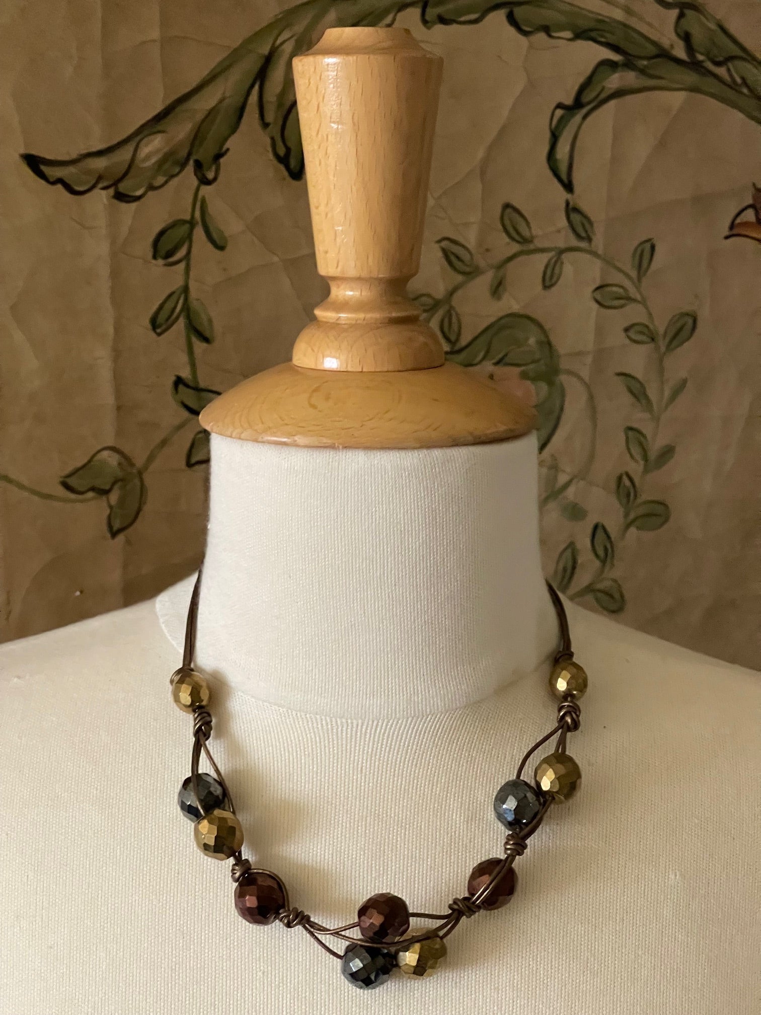 Metallic Bead Woven Necklace - DEBORAH GRIVAS - Banebrook Collections