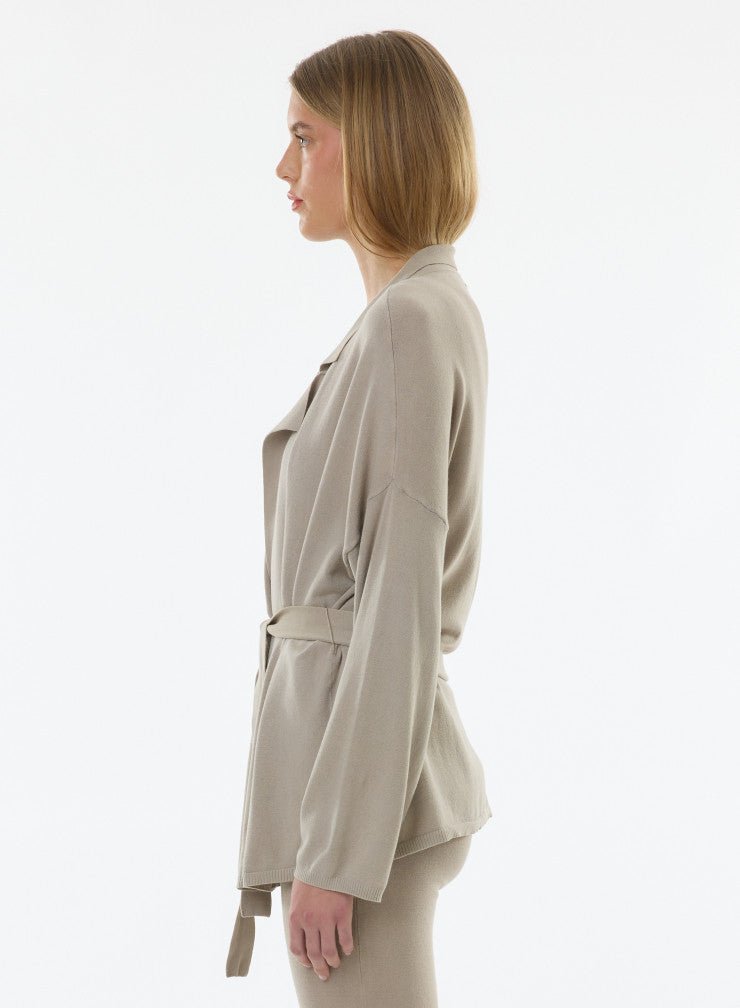 Organic Cotton Knit Stonewashed Jacket With Self Tie - MAJESTIC FILATURES - Banebrook Collections