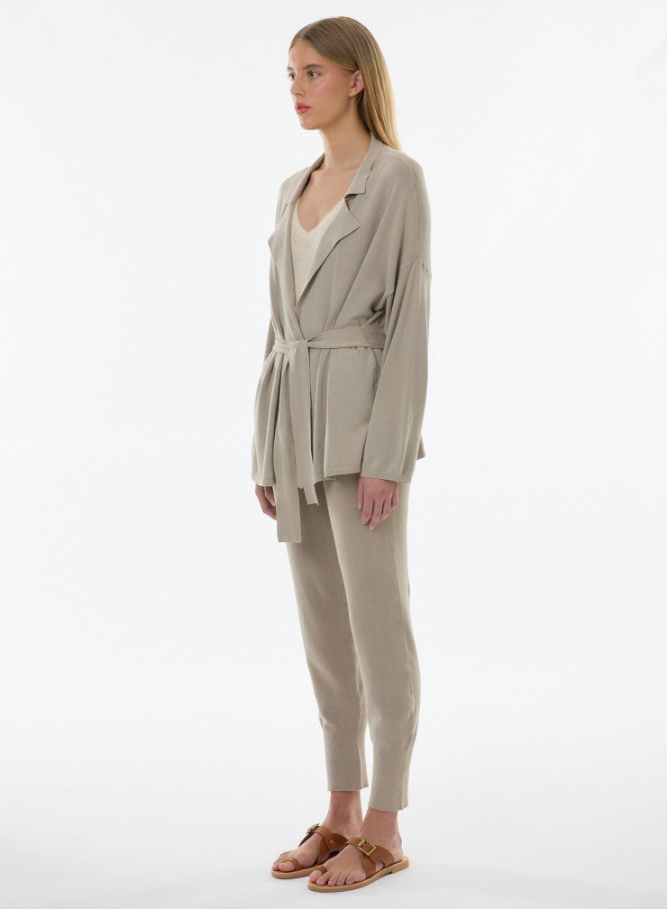 Organic Cotton Knit Stonewashed Jacket With Self Tie - MAJESTIC FILATURES - Banebrook Collections