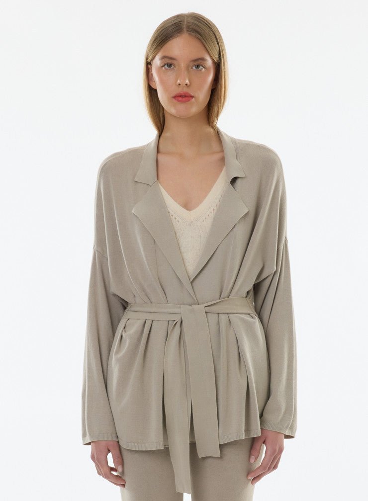 Organic Cotton Knit Stonewashed Jacket With Self Tie - MAJESTIC FILATURES - Banebrook Collections