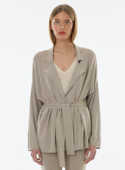 Organic Cotton Knit Stonewashed Jacket With Self Tie - MAJESTIC FILATURES - Banebrook Collections