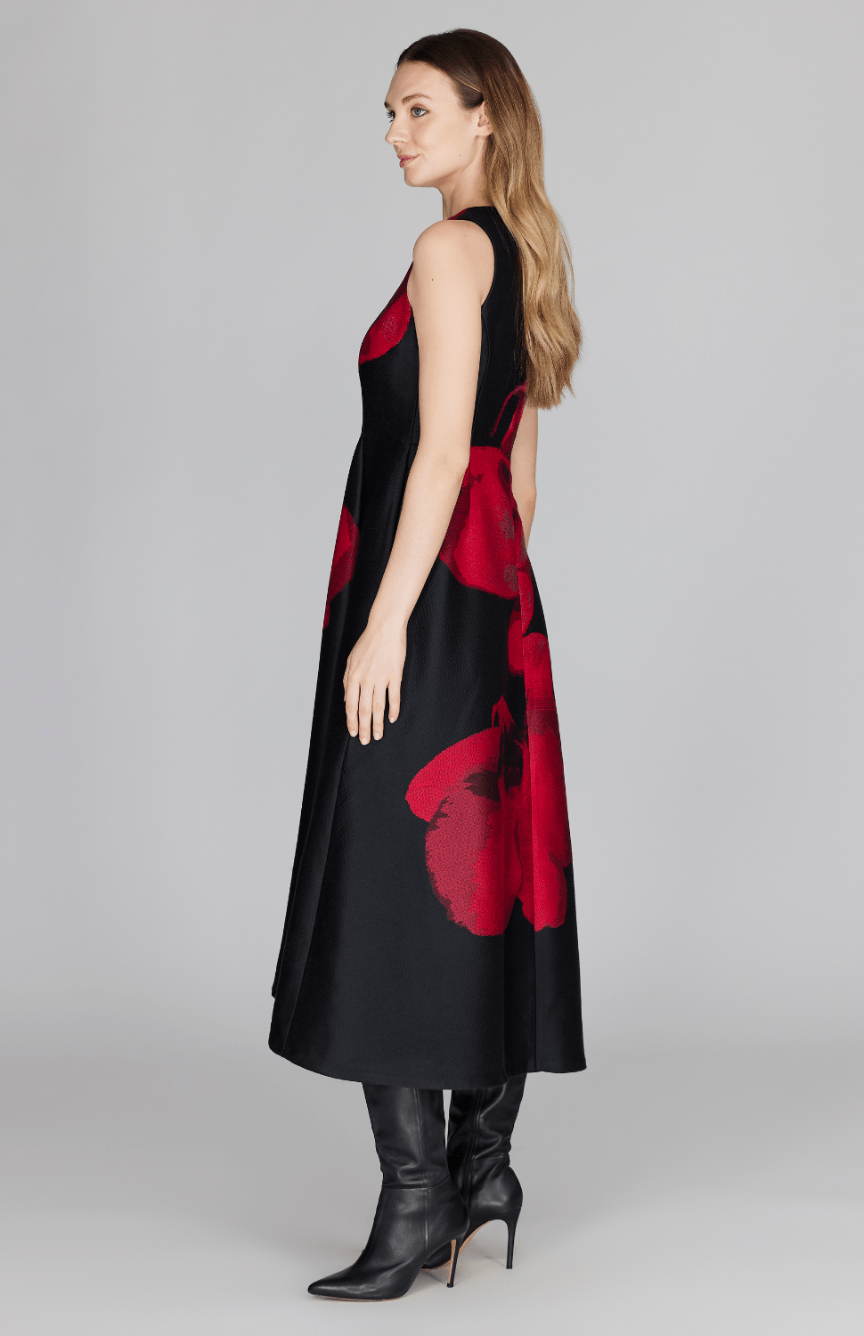 Preorder Orchid Jacquard Sleeveless Fit & Flare Dress - Mi Jong Lee - Banebrook Collections