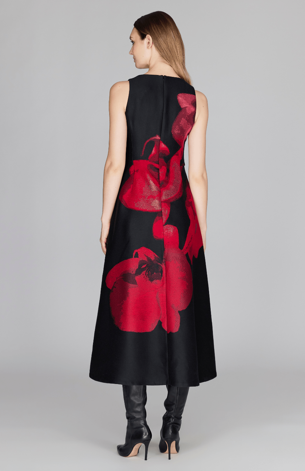 Preorder Orchid Jacquard Sleeveless Fit & Flare Dress - Mi Jong Lee - Banebrook Collections