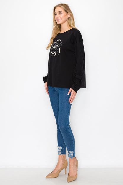 Rachel Top with Embroidery & Pearls - JOH APPAREL - Banebrook Collections