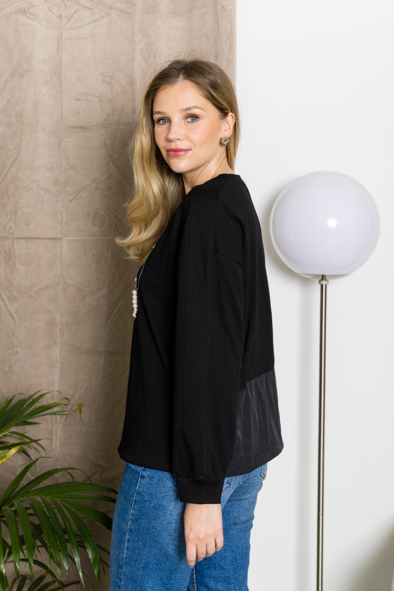 Rachel Top with Embroidery & Pearls - JOH APPAREL - Banebrook Collections