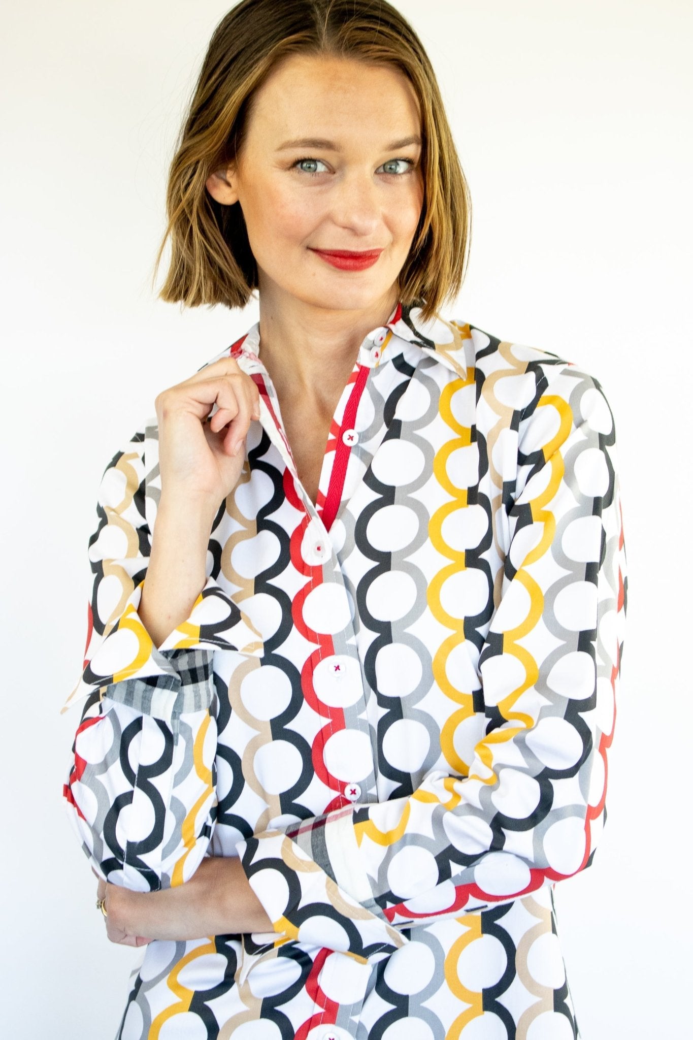 Rome Shirt Fall Colors In Olympic Ring Print - DIZZY LIZZIE - Banebrook Collections