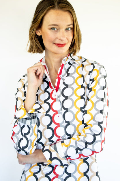 Rome Shirt Fall Colors In Olympic Ring Print - DIZZY LIZZIE - Banebrook Collections