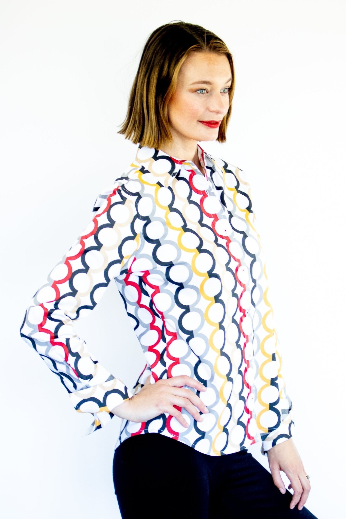 Rome Shirt Fall Colors In Olympic Ring Print - DIZZY LIZZIE - Banebrook Collections