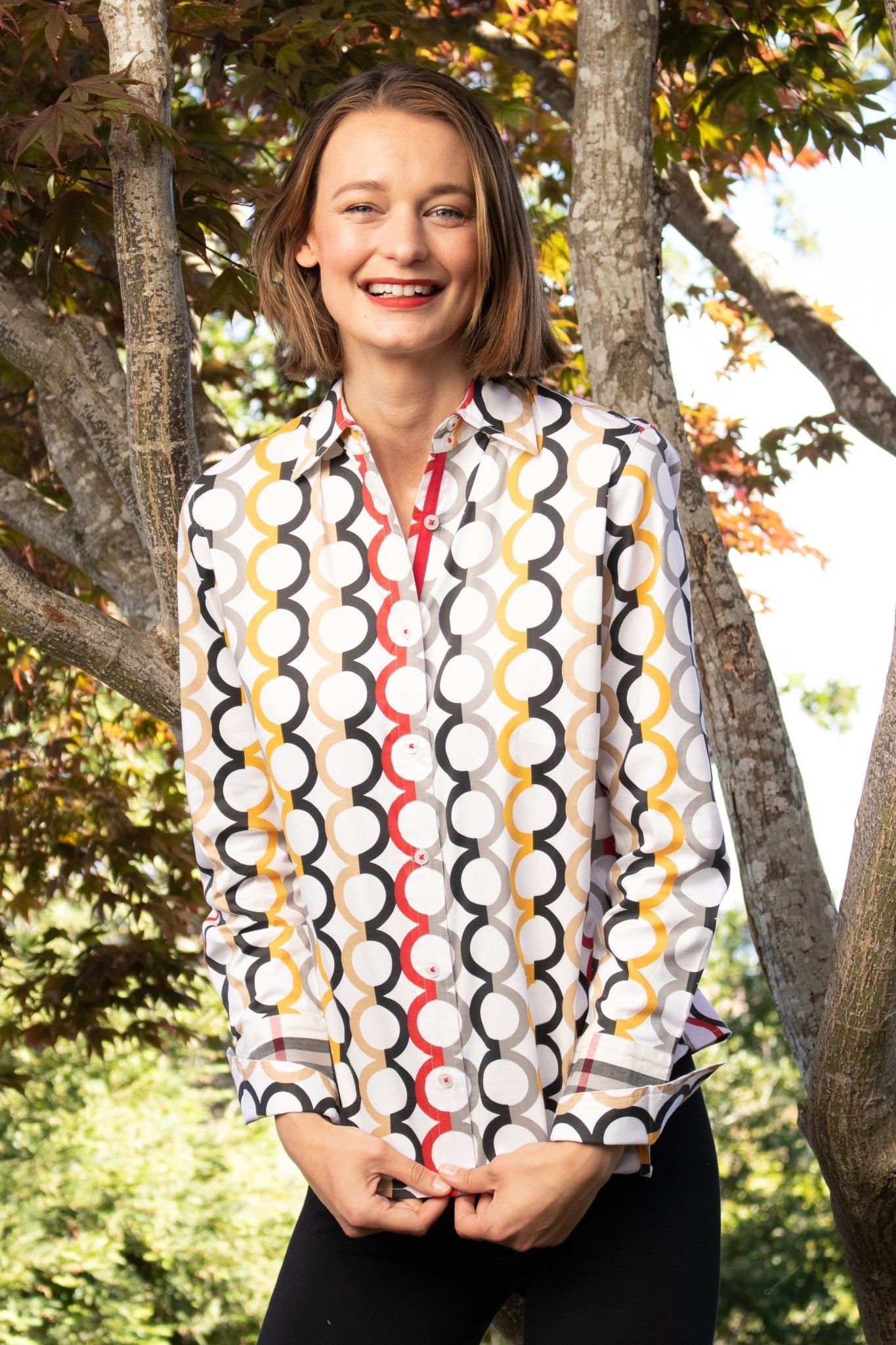 Rome Shirt Fall Colors In Olympic Ring Print - DIZZY LIZZIE - Banebrook Collections