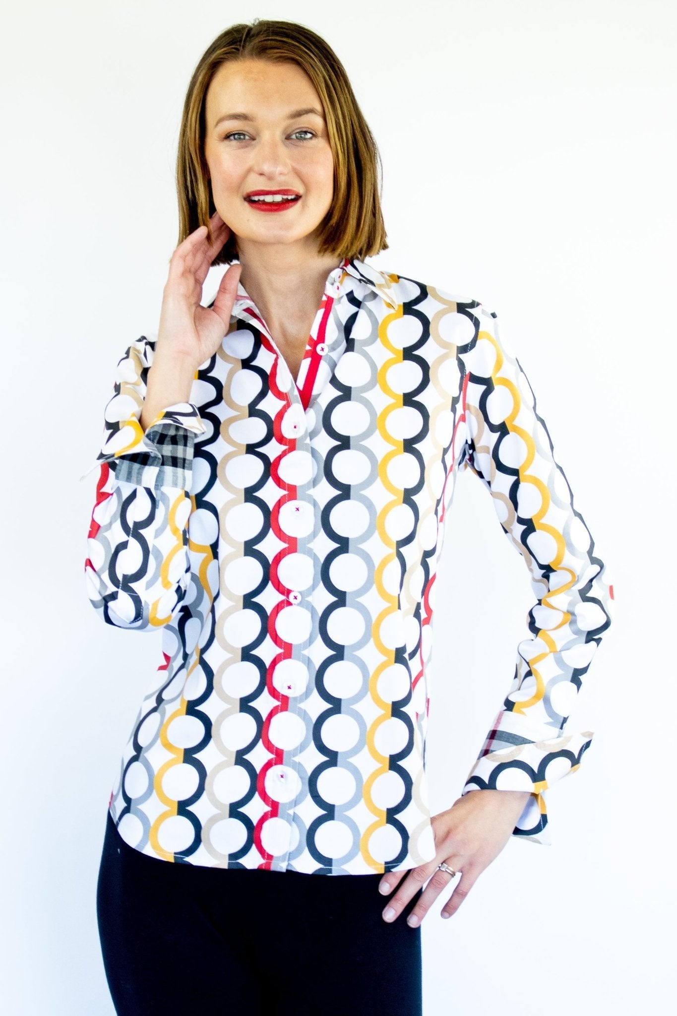 Rome Shirt Fall Colors In Olympic Ring Print - DIZZY LIZZIE - Banebrook Collections