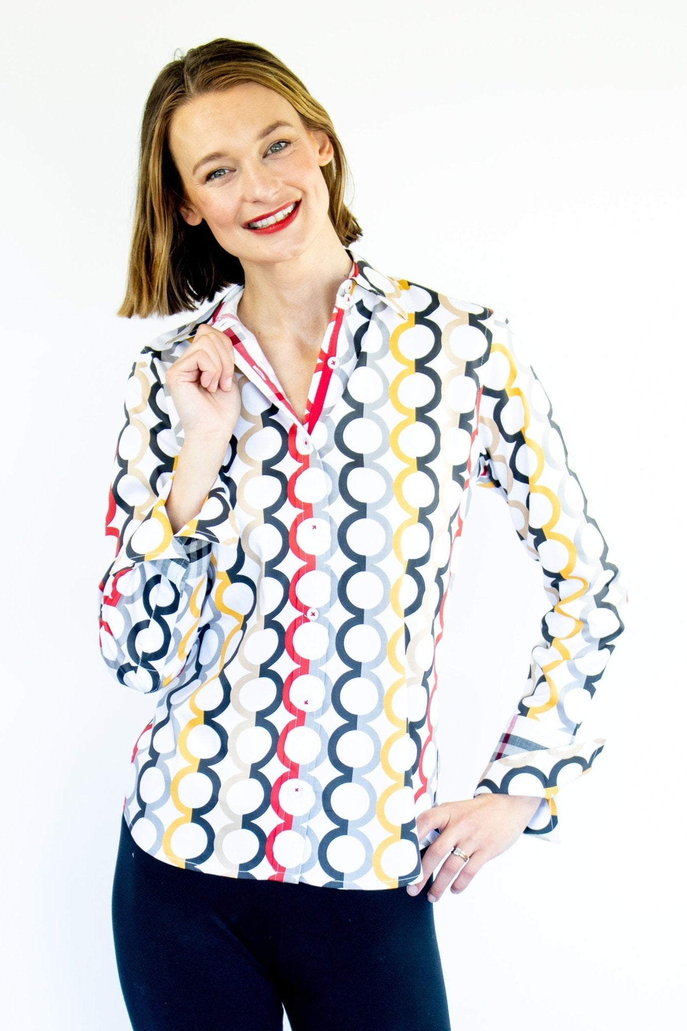 Rome Shirt Fall Colors In Olympic Ring Print - DIZZY LIZZIE - Banebrook Collections