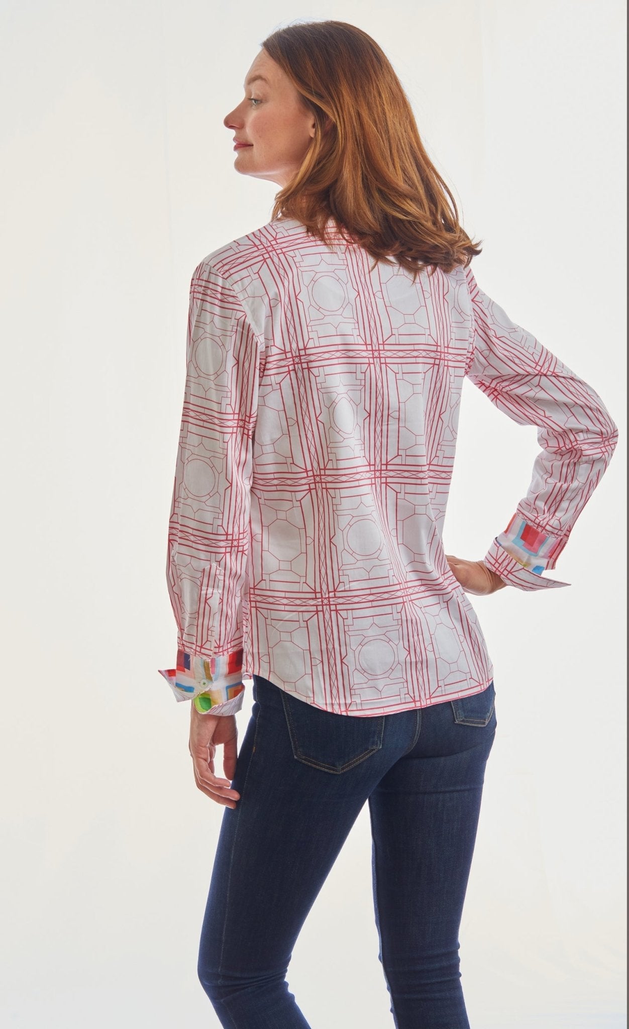 Rome Shirt Pink White Geo - DIZZY LIZZIE - Banebrook Collections