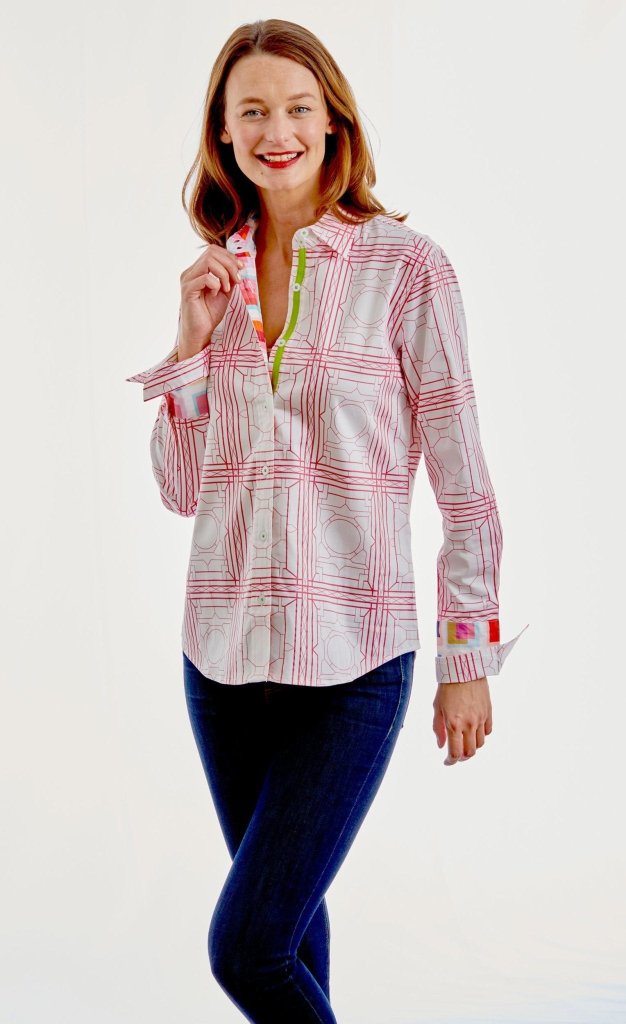 Rome Shirt Pink White Geo - DIZZY LIZZIE - Banebrook Collections