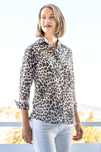 Rome Shirt With 3/4 Sleeve Cheetah Print - DIZZY LIZZIE - Banebrook Collections