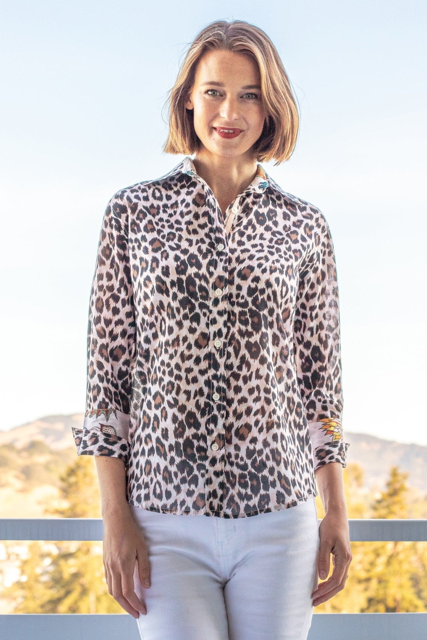 Rome Shirt With 3/4 Sleeve Cheetah Print - DIZZY LIZZIE - Banebrook Collections
