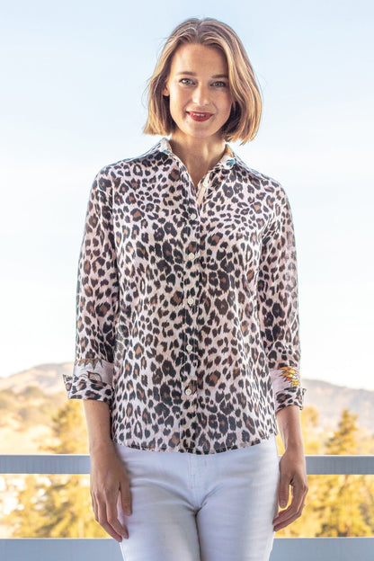 Rome Shirt With 3/4 Sleeve Cheetah Print - DIZZY LIZZIE - Banebrook Collections