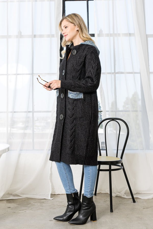 Seline Sweater Coat with Denim - JOH APPAREL - Banebrook Collections