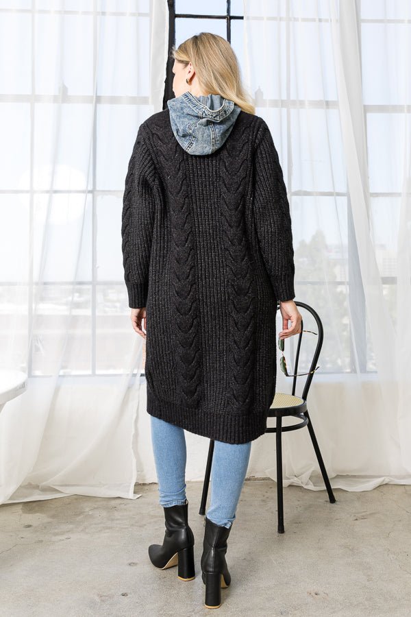 Seline Sweater Coat with Denim - JOH APPAREL - Banebrook Collections