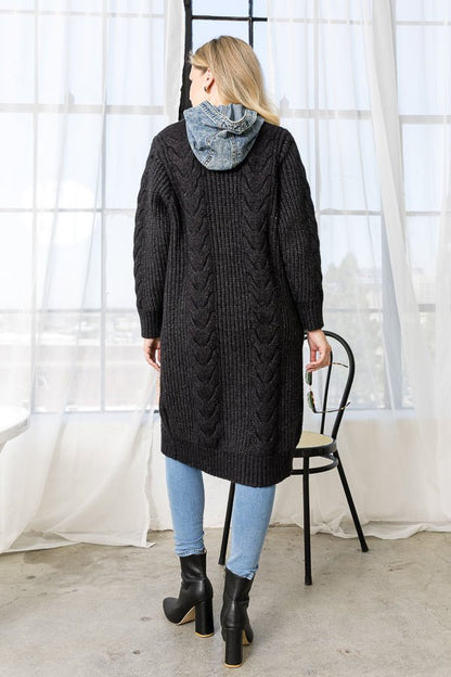 Seline Sweater Coat with Denim - JOH APPAREL - Banebrook Collections