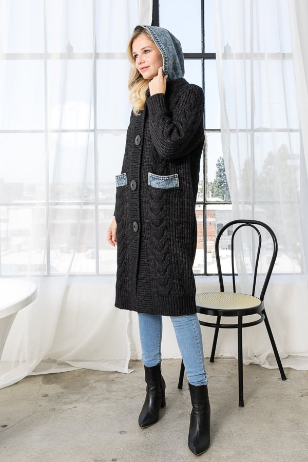Seline Sweater Coat with Denim - JOH APPAREL - Banebrook Collections