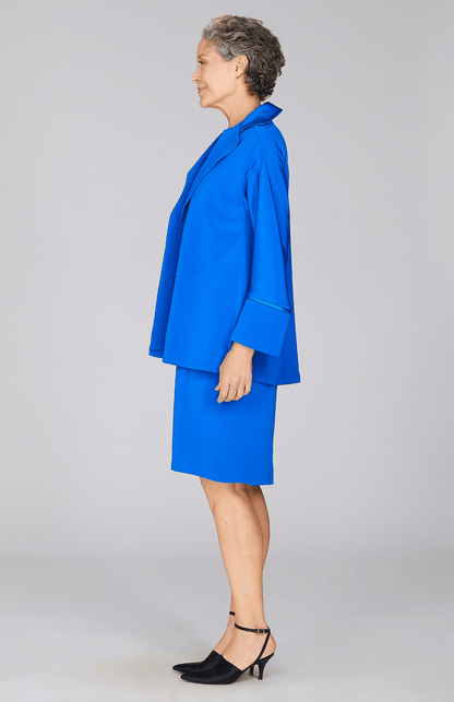 Silk Open A Line Jacket w/Satin Bias Detail - Emmelle - Banebrook Collections